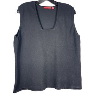 Black Sleeveless Square Neckline Knit Top